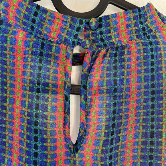 Bl-nk Conditions Apply by Anthropologie Retro Geo Stripe Peasant Blouse Size XS - Picture 7 of 10